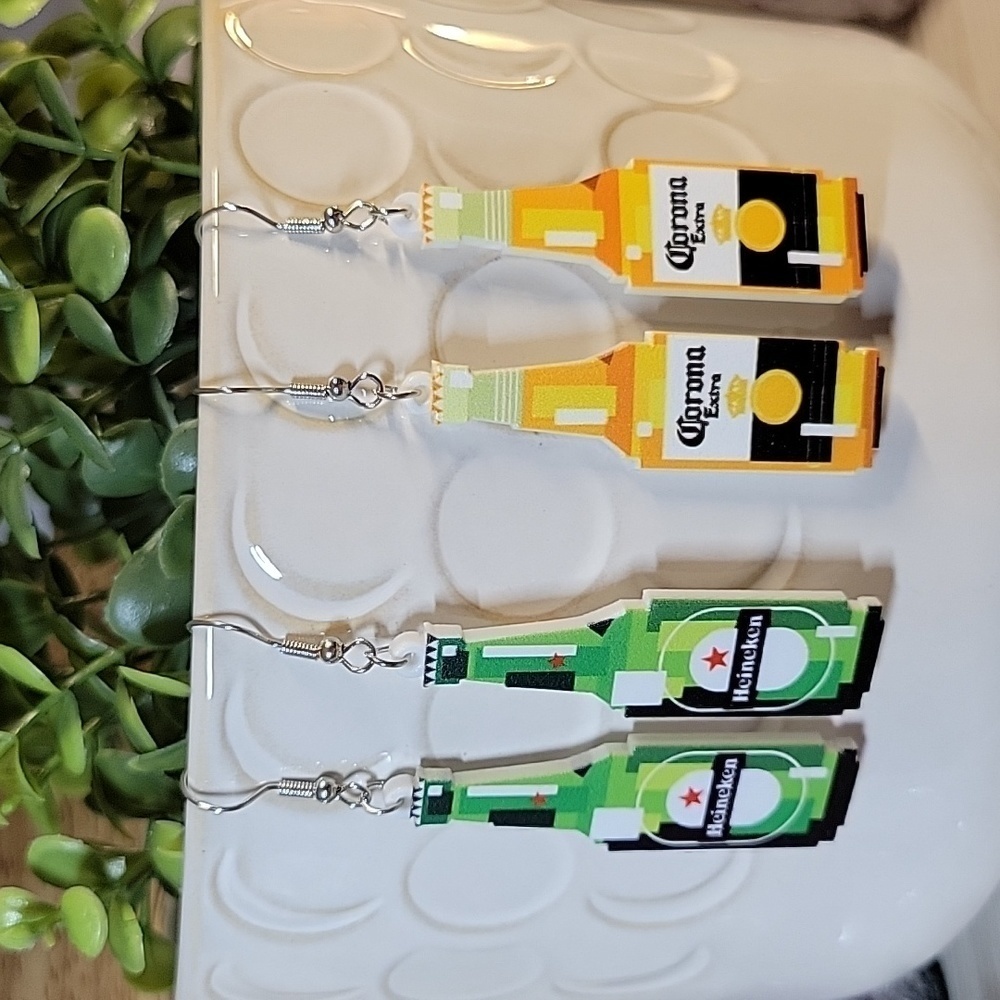 Beer Bottle Drop Earrings, choice of color